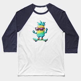 pixel pineapple on a skateboard Baseball T-Shirt